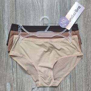 WonderBra 3-Pack Nude & Brown Transparent Mesh Panties S